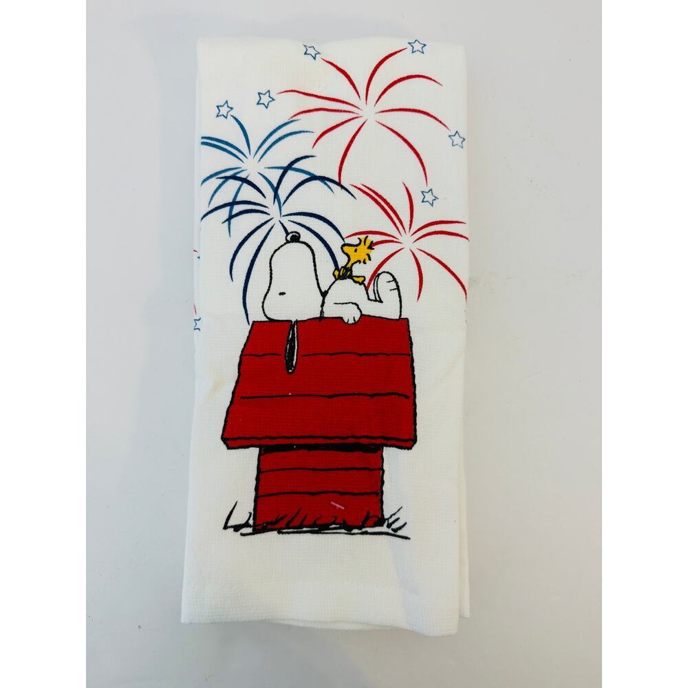 Peanuts Kitchen Towels Set Snoopy Woodstock 4th July Patriotic NWT - Picture 4 of 5